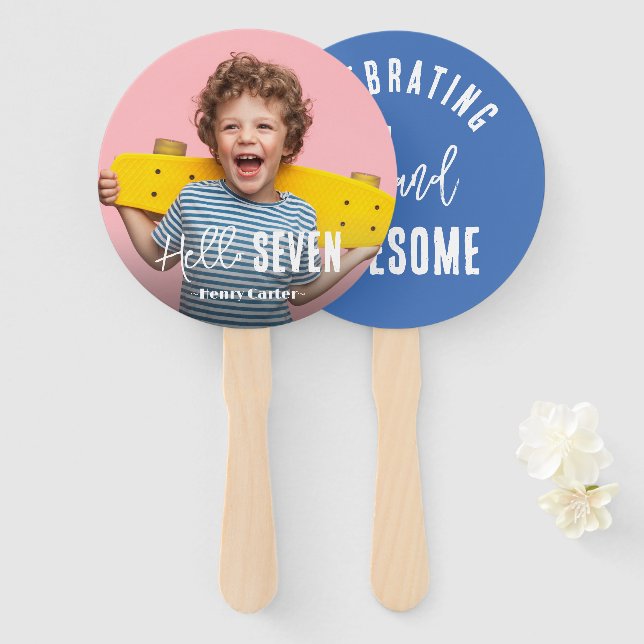 Leque Ventilador de Mão de Aniversário Personalizado (Frente e Verso)