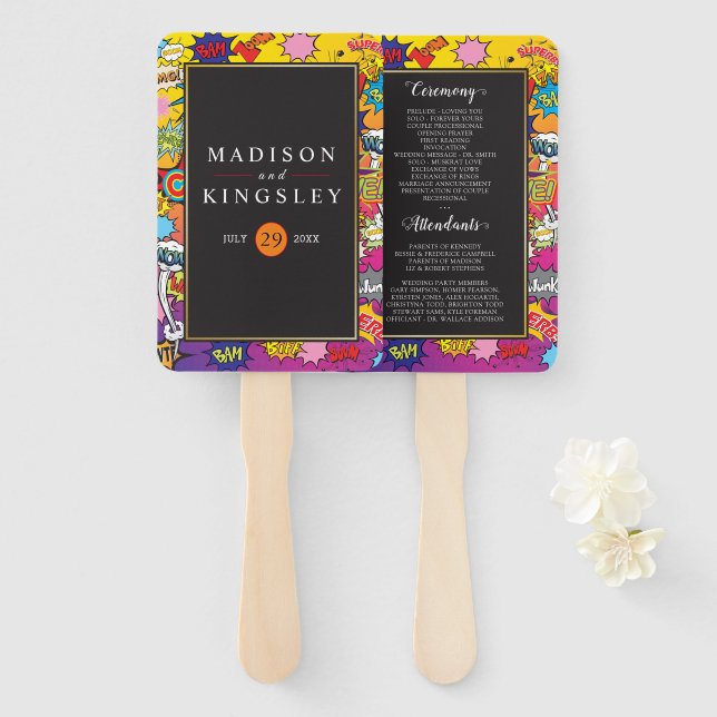 Leque Ventilador de Mão de Casamento da Boca de Pop de A (Frente e Verso)