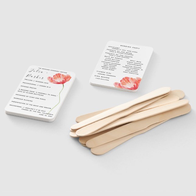 Leque Ventilador de Mão do Programa de Casamento Vermelh (Desmontado)