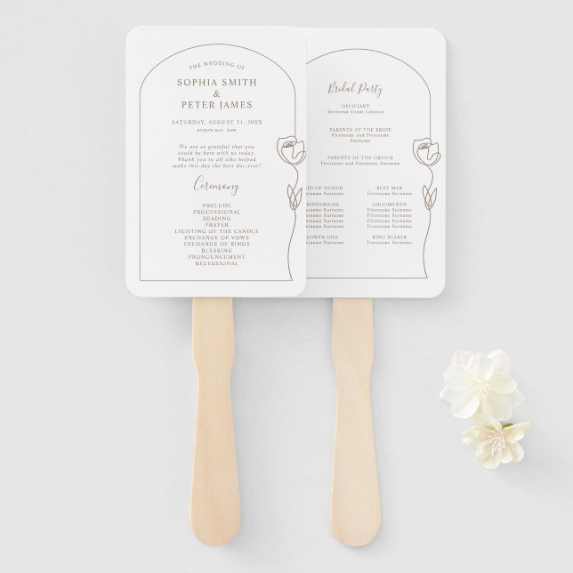 Leque Ventilador de Mão do Programa de Cerimônia de Rosa (Frente e Verso)