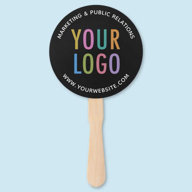 Leque Ventilador de mão preta com Impressão personalizad (MISOOK Black Handheld Fan on a Stick with Logo)