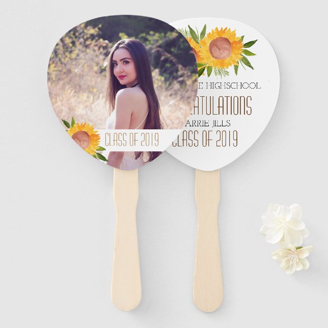 Leque Ventilador de parabéns de festa de formatura de gi (Frente e Verso)