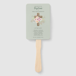 Leque Ventilador do Programa Baptism - Sage Floral Cross