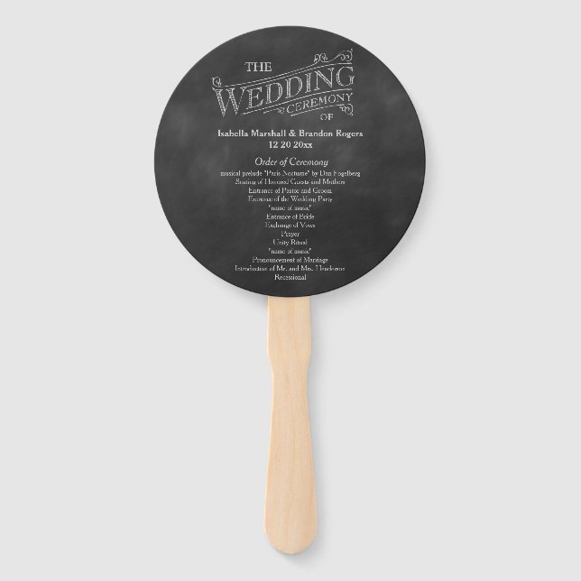 Leque Ventilador do Programa de Casamento Chalkboard (Frente)
