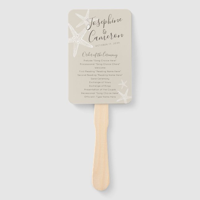 Leque Ventilador do Programa de Casamento de Praia de Ta (Frente)