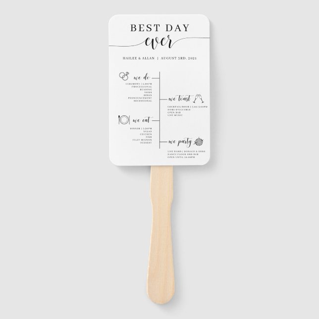 Leque Ventilador do Programa de Cronograma de Casamentos (Frente)