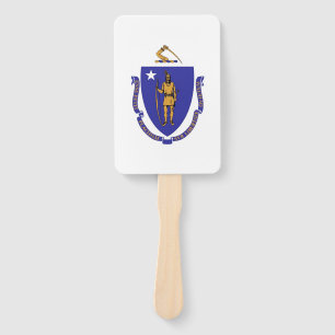 Leque Ventilador manual com bandeira de Massachusetts, E