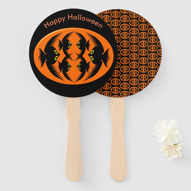 Leque Ventilador Personalizado da Mão Halloween Crows (Frente e Verso)