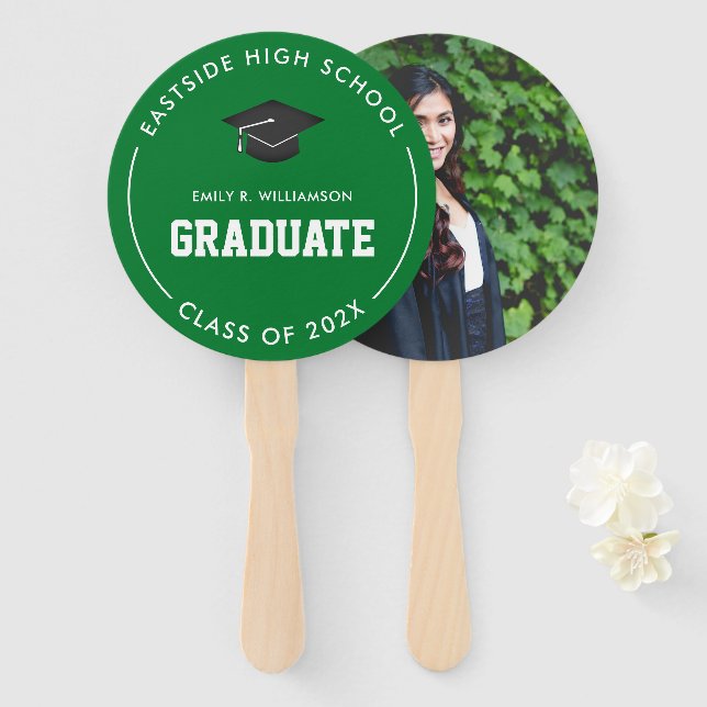 Leque Ventilador Personalizado de Foto para Graduação Ve (Frente e Verso)