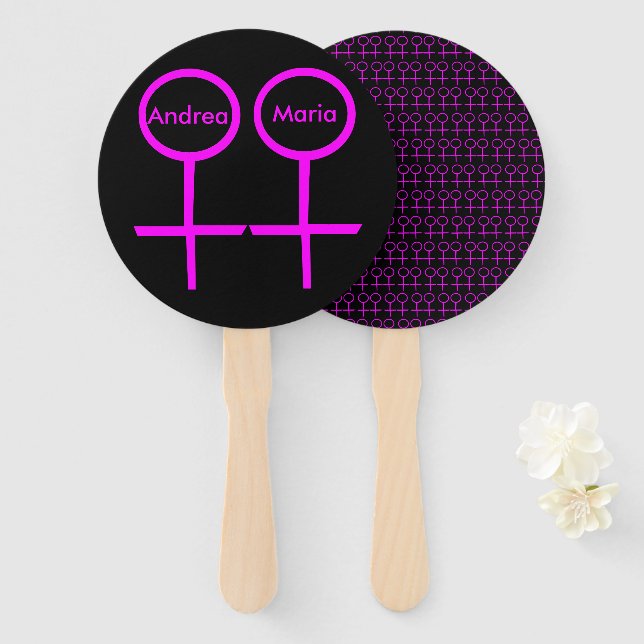 Leque Ventilador Personalizado de Mão Lésbica (Frente e Verso)