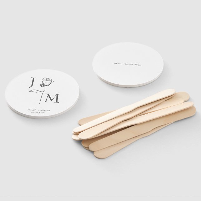 Leque Ventiladores de Casamento Elegante | Favoritos per (Desmontado)