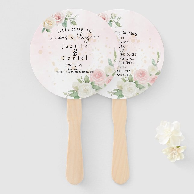 Leque Ventiladores do Programa Blogues Brancos e Rosa Ro (Frente e Verso)