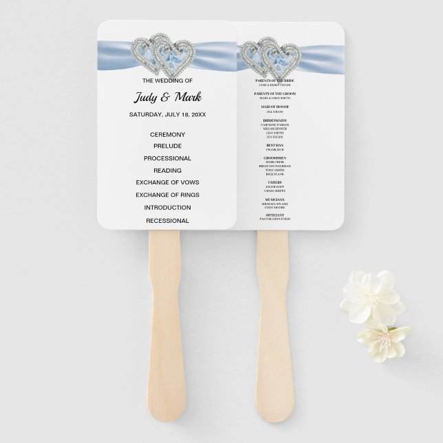 Leque Ventiladores do Programa de Casamento Azul com Cor (Frente e Verso)