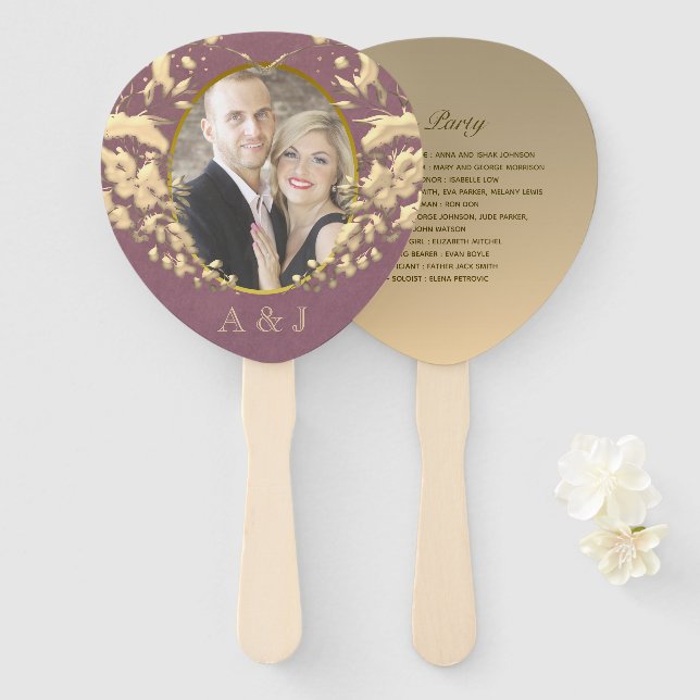 Leque Ventiladores do Programa de Casamento com Foto (Frente e Verso)