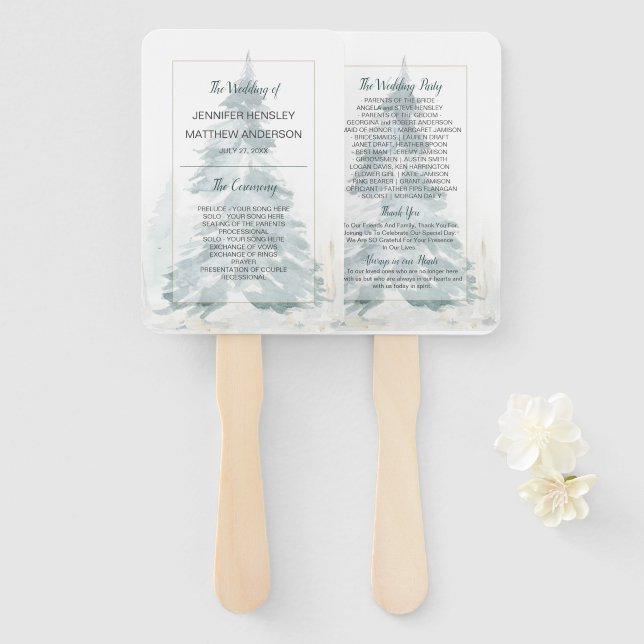 Leque Ventiladores do Programa Winter Pine Romance (Frente e Verso)