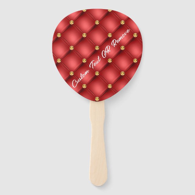 Leque Ventiladores Dourados de Mão Vermelho com Texto Pe (Frente)