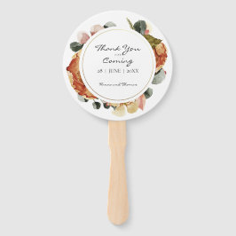 Leque Ventoada de Casamento Rústico Floral em Aquarela d