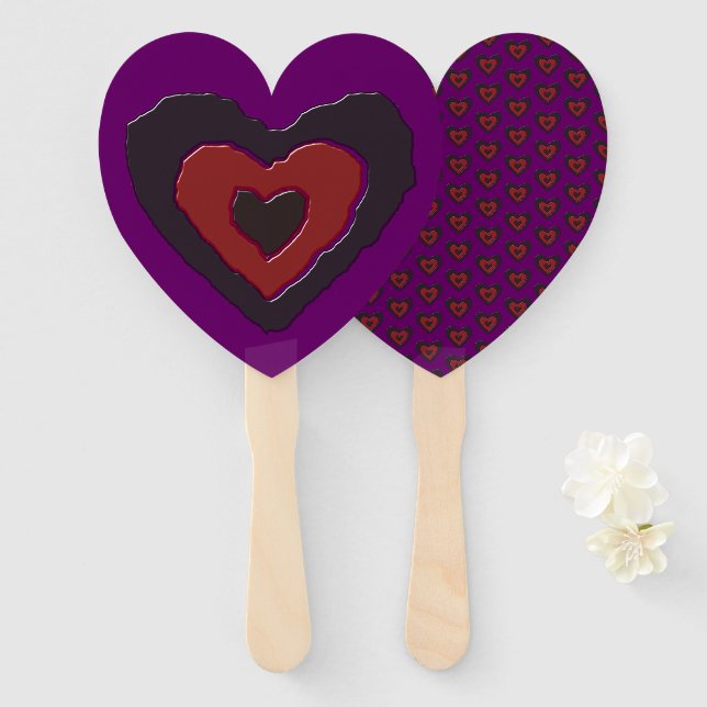 Leque Ventoínha de Mão Gothic Melting Love Heart (Frente e Verso)