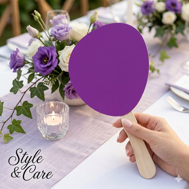 Leque Ventoinha de Remo Roxa Clássica para Conforto de E (Classic Purple Paddle Fan for Elegant Event Comfor)