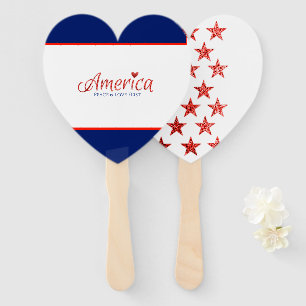 Leque Vermelho, branco, azul, bandeira, estrelas, setas,
