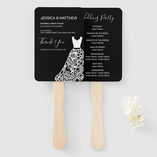 Leque Vestido de Casamento Branco (Frente e Verso)