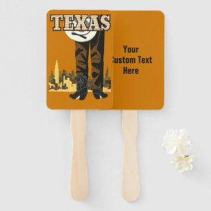Leque Viagens vintage Texas de texto personalizado