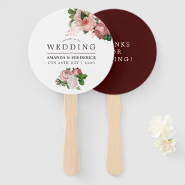 Leque Vintage Blush e Burgundy Floral Wedding Favor