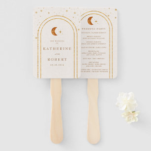 Leque Vintage Celestial Moon Stars Wedding Program