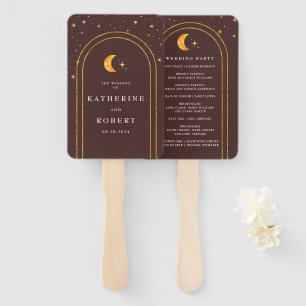 Leque Vintage Celestial Moon Stars Wedding Program