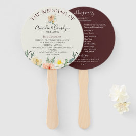 Leque Vintage Floral Wedding Program Fans de Mão
