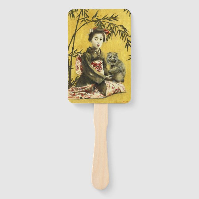 Leque Vintage - Geisha Japonesa E Ventilador Da Mão Demô (Frente)