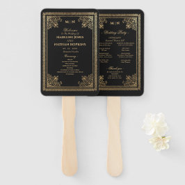 Leque Vintage Gothic Dourado Programa Casamento Vitorian
