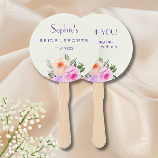 Leque Vintage Ivory Pink Roses Floral Bridal Shower