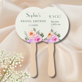 Leque Vintage Ivory Pink Roses Floral Bridal Shower