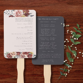 Leque Vintage Marsala Blush Pewter Floral