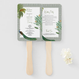 Leque Vintage Peacock Feather Tropical Wedment Program