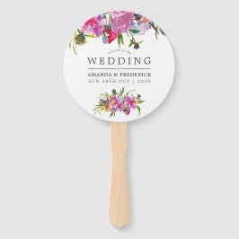Leque Vintage Pink Peonies Watercolor Favor de Casamento