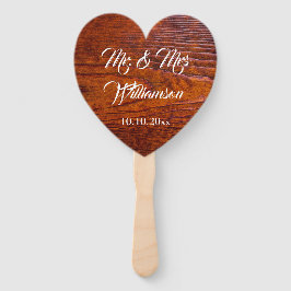 Leque Vintage Rustic Woodgrain Foto Casamento Sr. & Sra.