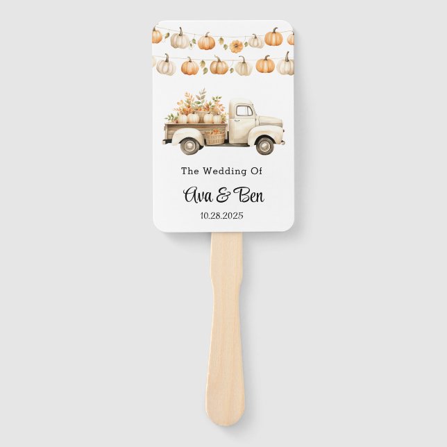 Leque Vintage Truck com Pumpkins Wedding (Frente)