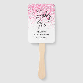 Leque Vinte e um Aniversário Gliter Rosa Quente