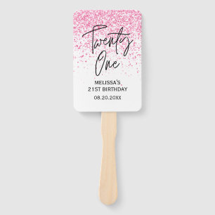 Leque Vinte e um Aniversário Gliter Rosa Quente