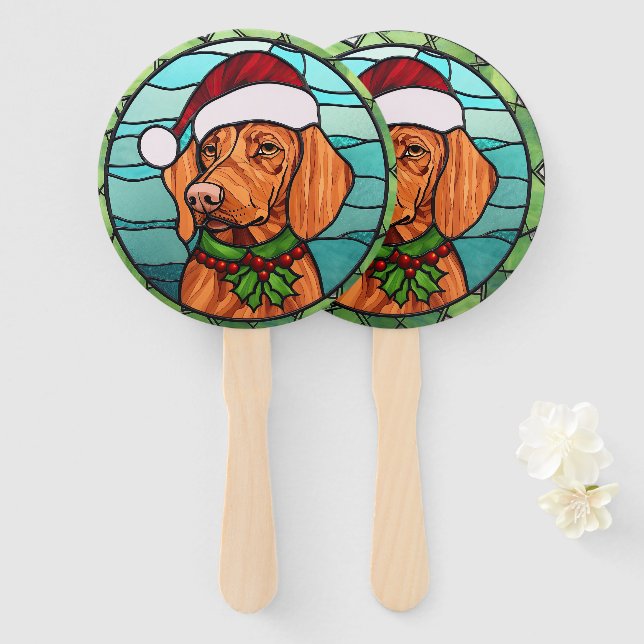 Leque Vizsla Sied Glass Christmas (Frente e Verso)