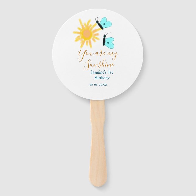 Leque Você é minha borboleta azul-alaranjada (Frente)