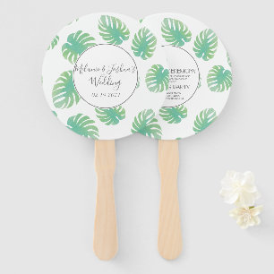 Leque Watercolor Monstera Wedding Round
