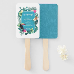 Leque Watercolor Tropical Wedding Ceremony Teal ID577
