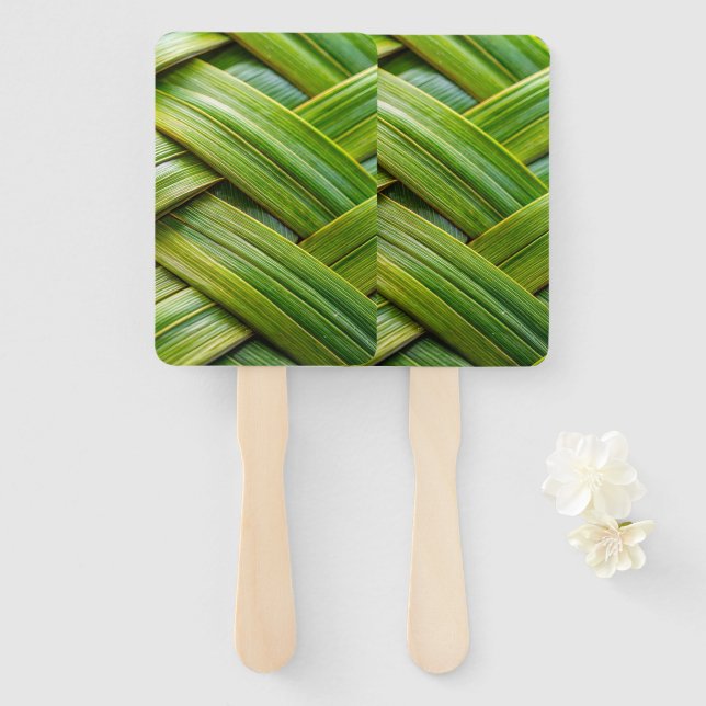 Leque Weave verde fresca de bambu (Frente e Verso)