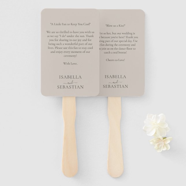 Leque Wedding Beige Love Fun Quote (Frente e Verso)