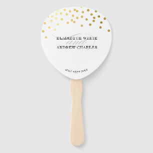 Leque WEDDING FAN moderno na moda de gold confetti