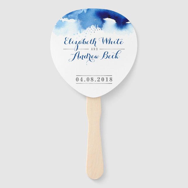 Leque WEDDING FAN na moda aqucolor chic blue (Frente)