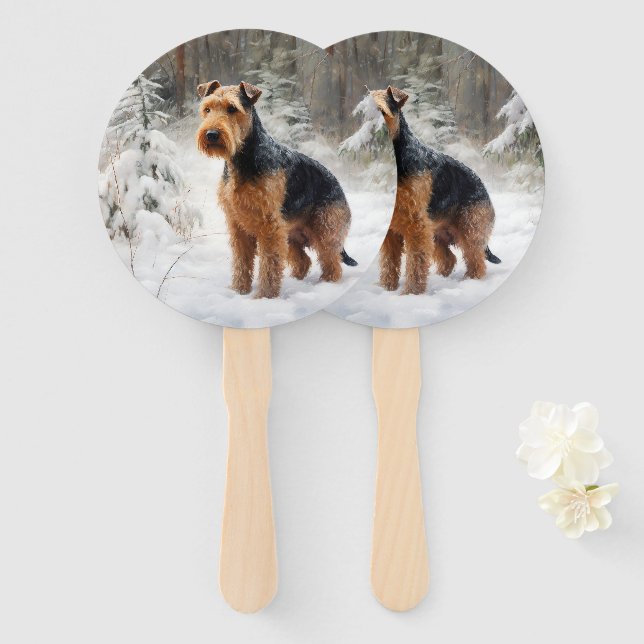 Leque Welsh Terrier Deixe-o nevar no Natal (Frente e Verso)